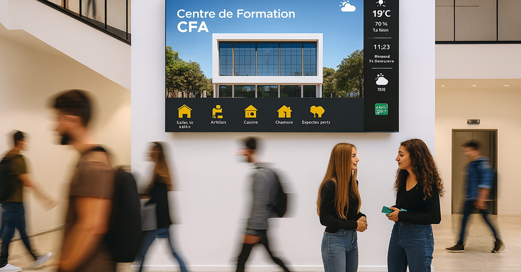 Établissement de formation avec écran dynamique